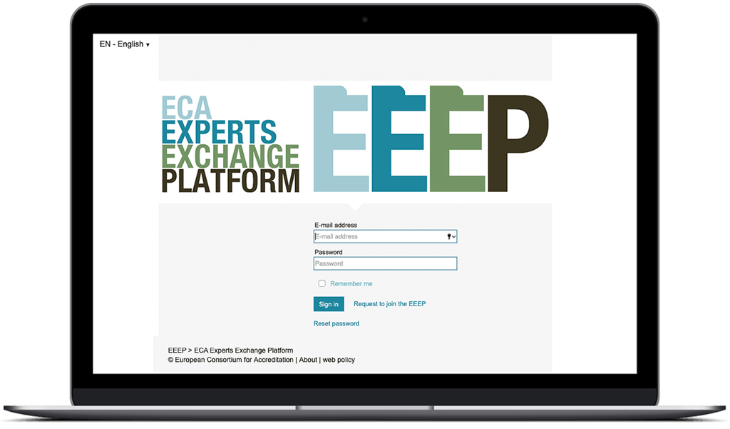 EEEP log-in scherm