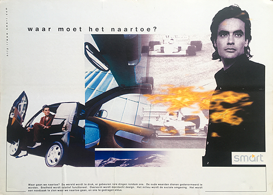 Digitale collage ter introductie, lancering van de 'smart' anno 1996 - Paul D'hoore