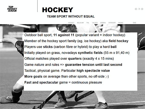 voorbeeld slide presentatie Top Hockey League