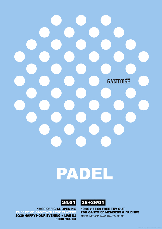 Gantoise Padel logo toegepast op poster (Paul D'hoore)