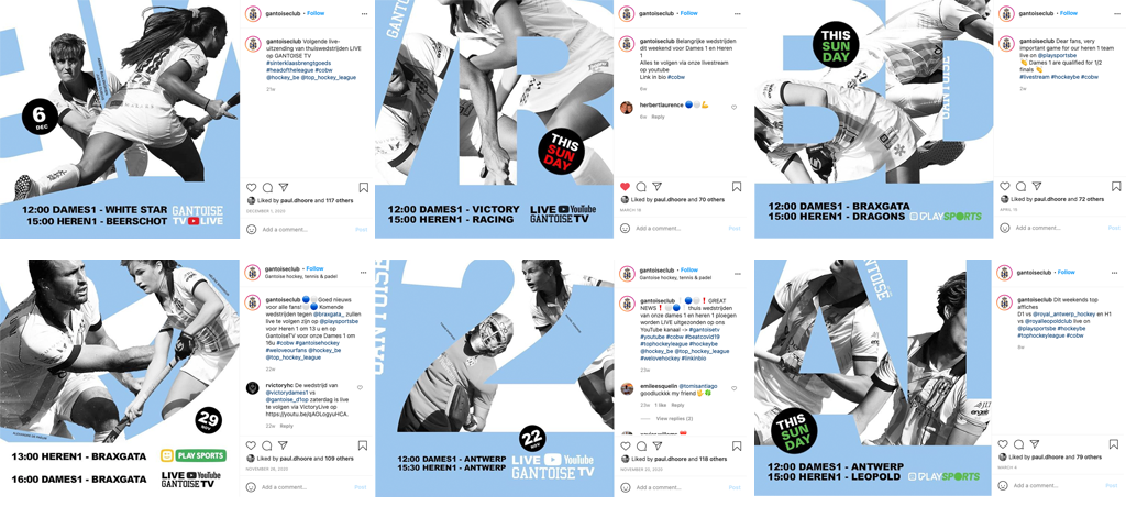 paul d'hoore instagram visuals voor Gantoise home games seizoen 2020-2021